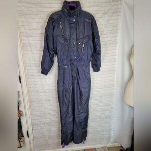 NEVICA NAVY BLUE & PURPLE VINTAGE SKI SNOWSUIT, SZ 12